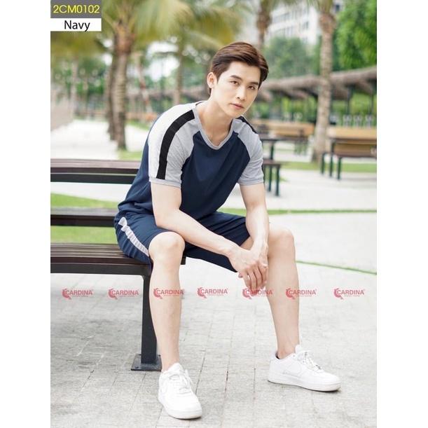 mã 2CM01 - Bộ thể thao nam cotton lửng phối tay CARDINA.Chất liệu Cotton Organic thoáng mát