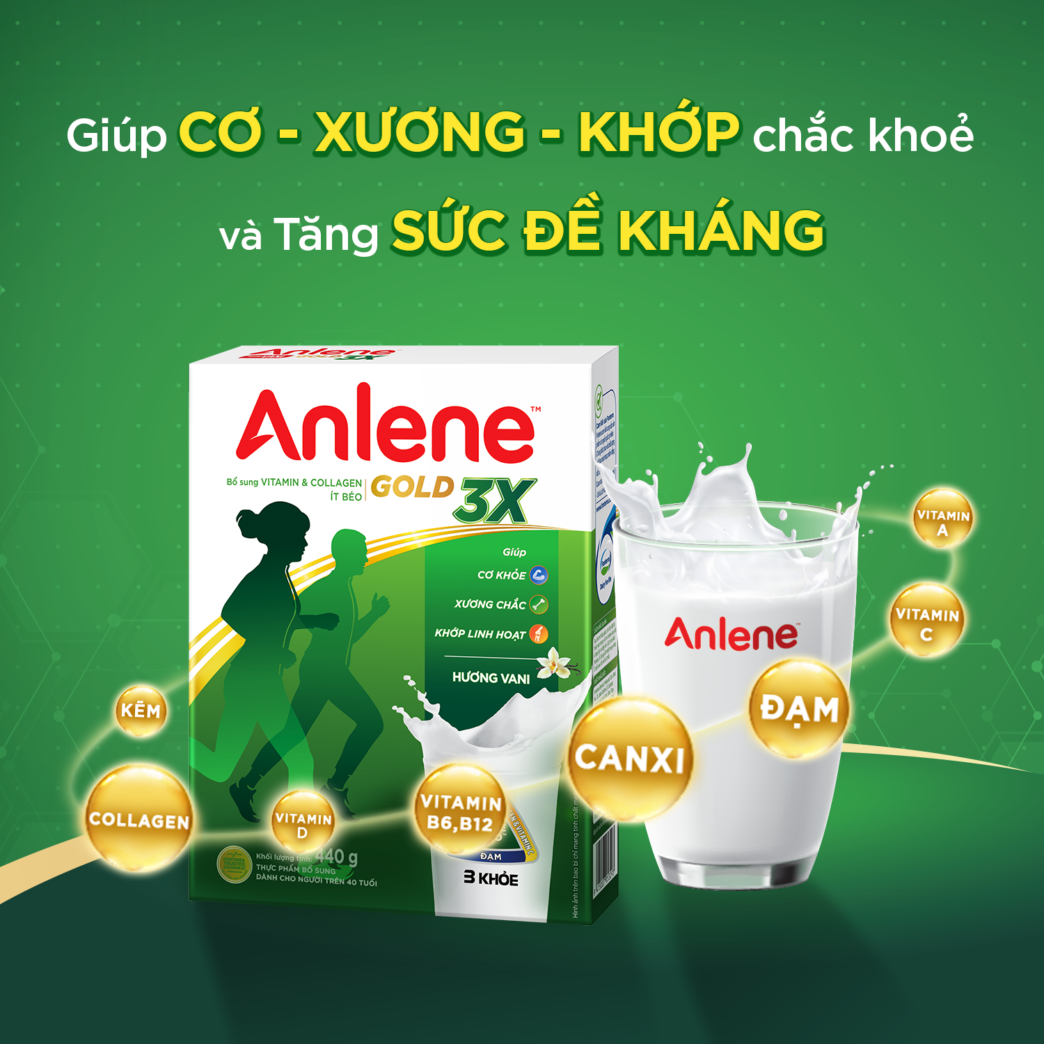 Sữa Bột Anlene Gold Movepro Hương Vanilla (Hộp Giấy 440g)