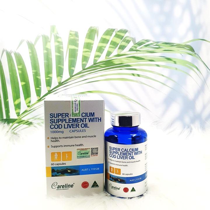 Viên uống bổ sung Canxi khỏe xương khớp Careline Super Calcium Supplement With Cod Liver Oil 1000mg