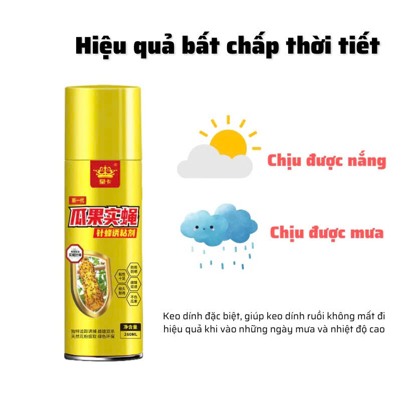 Chai Keo Xịt Bẫy Ruồi Vàng Đài Loan260ml – Bắt Ruồi Đực, Cái Hiệu Quả, Bám Dính Chắc, Tác Dụng Lâu Tới 60 Ngày - HÀNG CHÍNH HÃNG MINIIN
