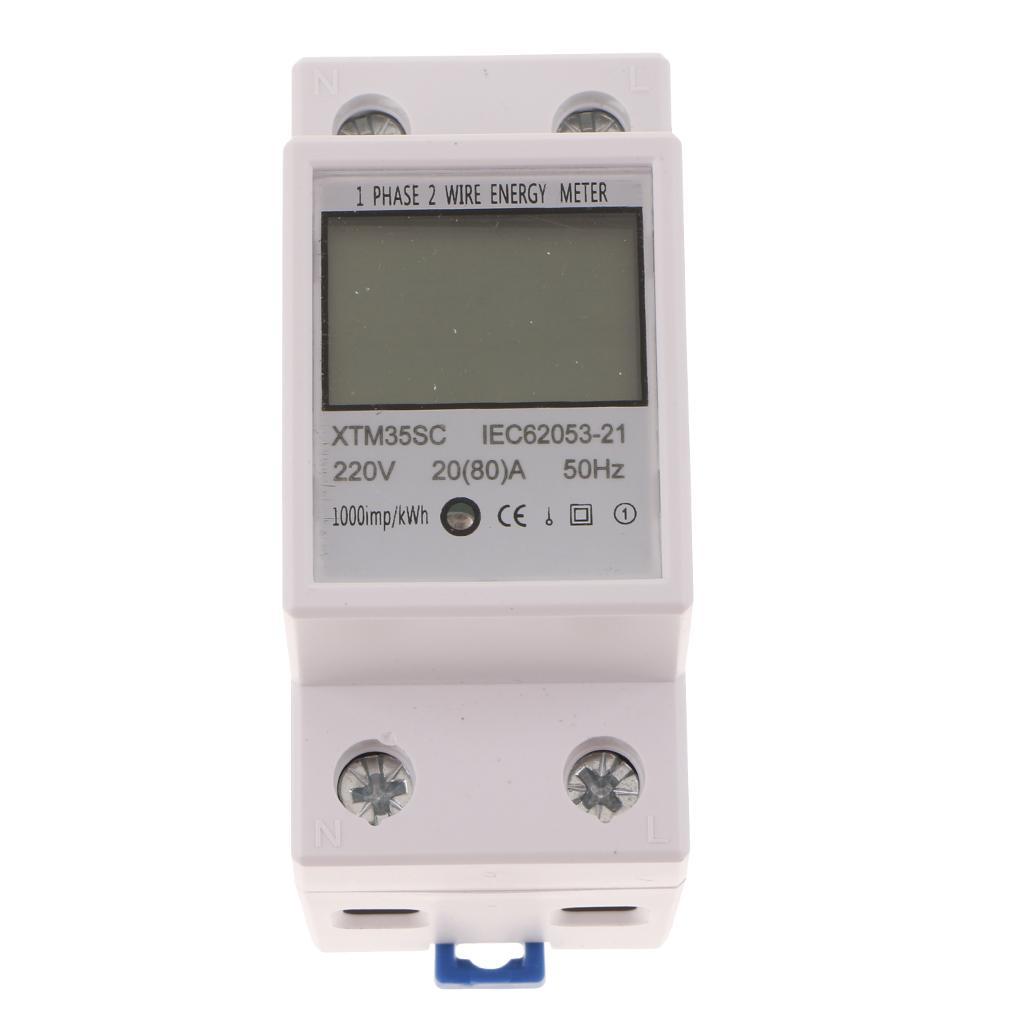 2PCS 220V 20A Single Phase Din Rail KWH Watt Hour Din-rail Energy Meter LCD