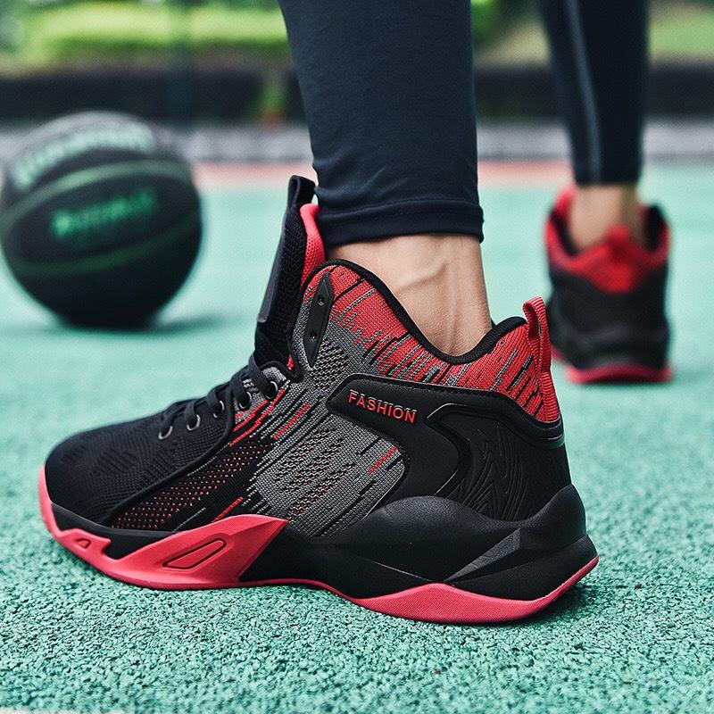 Giày bóng rổ nam nữ học sinh sinh viên màu đỏ đen