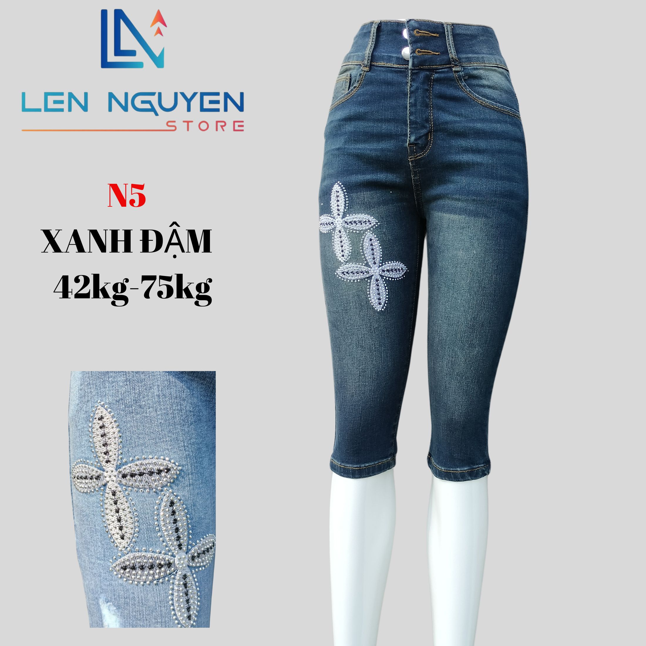 N5_Quần jean nữ, ngố 7 tất, lưng cao, quần bò nữ dáng ôm, quần rin nữ có big size, cho 42kg đến 75kg