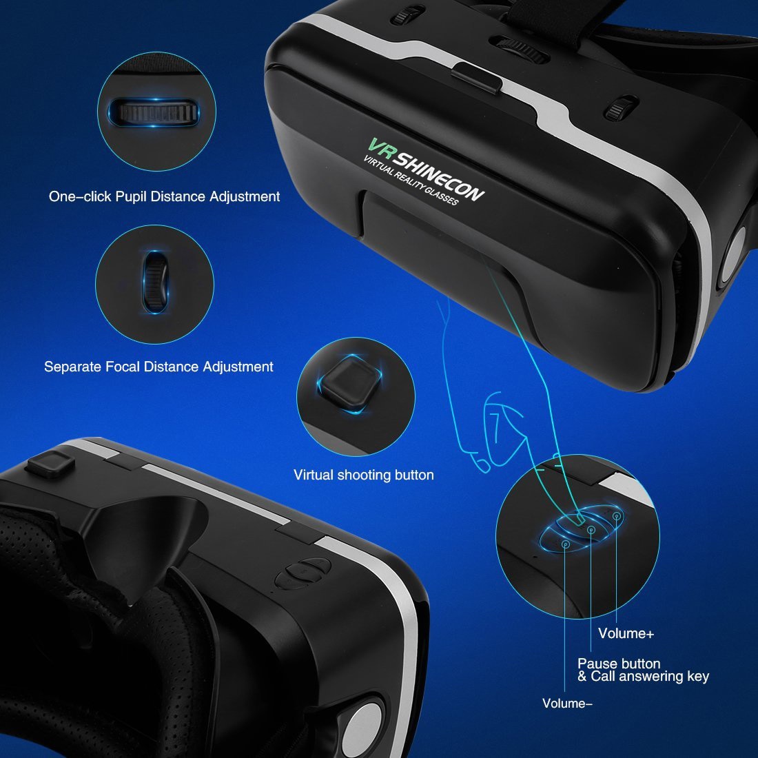 Kính thực tế ảo xem film 3D Shinecon 6.0 G04EA Dùng Cho Điện Thoại Từ 4.8 - 7.3 Inches - NEW Shinecon Headset Upgrade Version Virtual Reality Glasses - Hàng Chính Hãng