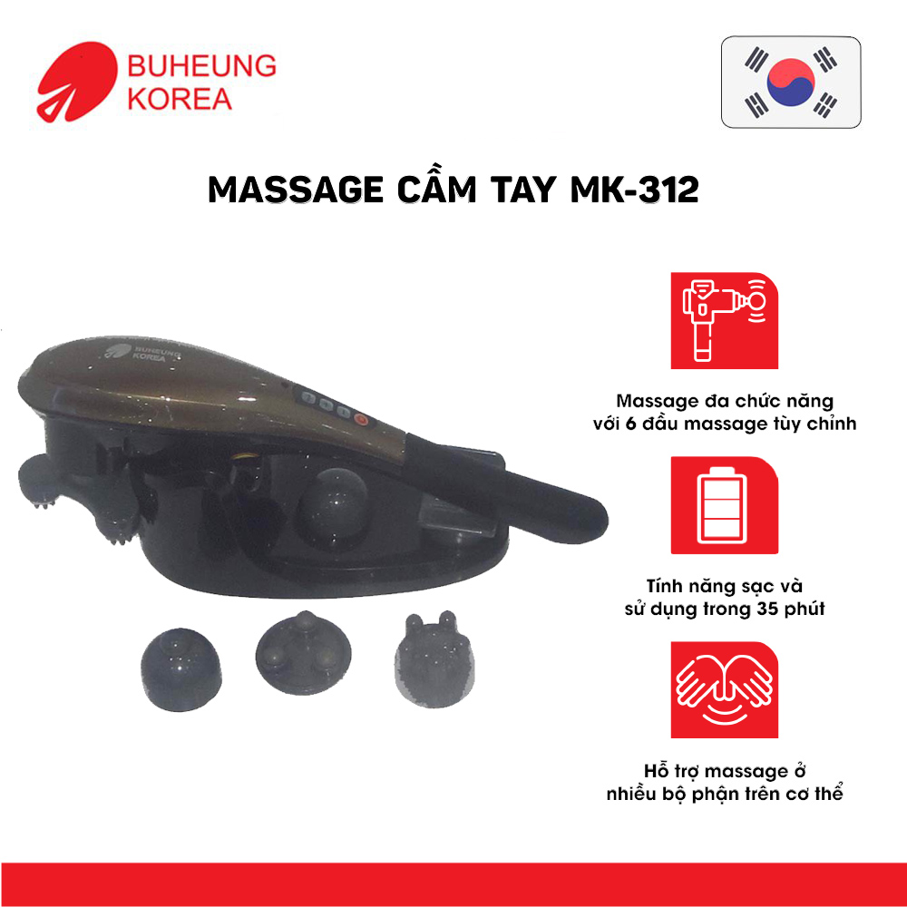 Máy Massage cầm tay Buheung MK-312, 7 cấp độ, 11 đầu massage, bảo hành chính hãng 12 tháng