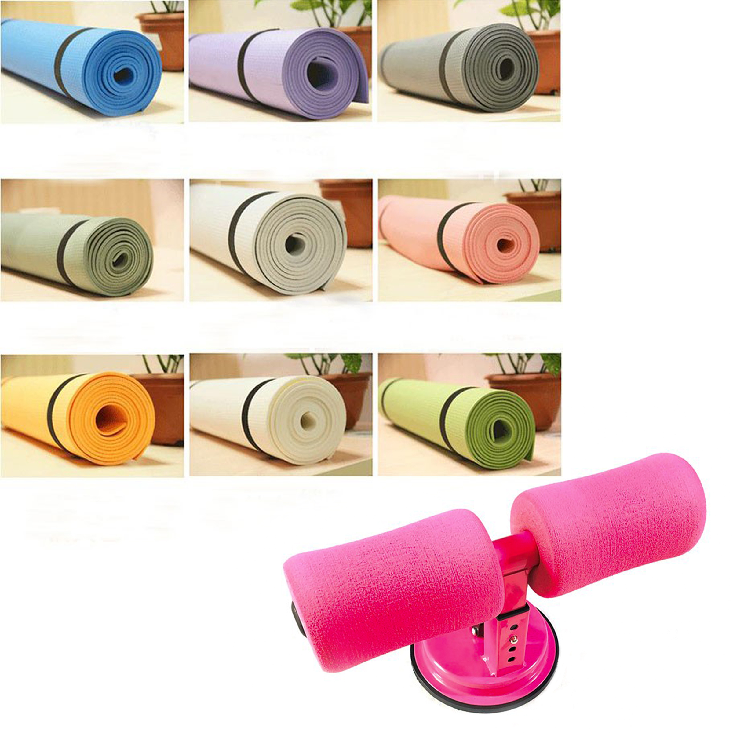 Combo dụng cụ tập bụng hút chân không và thảm Yoga 4mm kèm túi đựng thảm