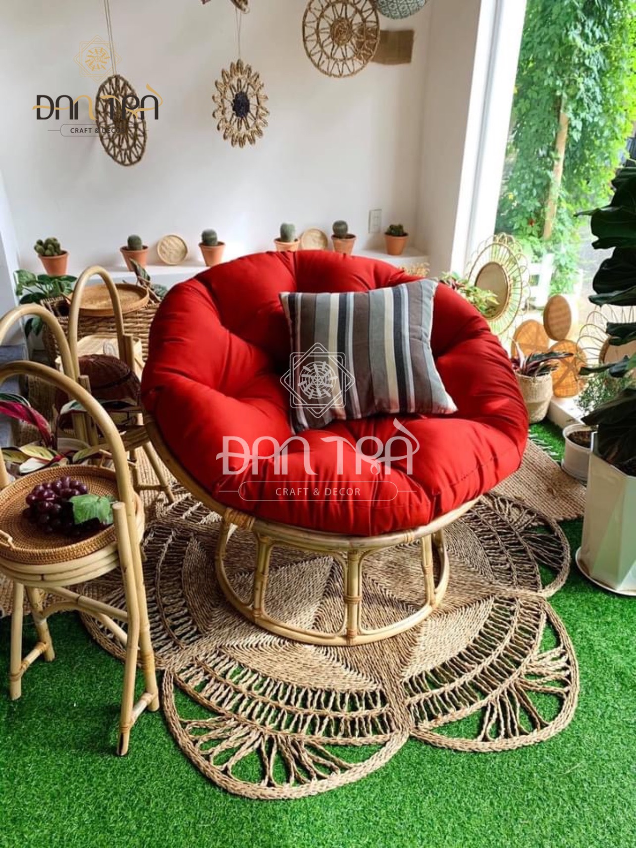 [LOẠI 1 - GIÁ XƯỞNG] Ghế Papasan 100% Tự Nhiên Cao Cấp, Ghế Mây Đọc Sách Kèm Nệm Màu Tự Chọn - Bàn Ghế Mây Tre ĐAN TRÀ