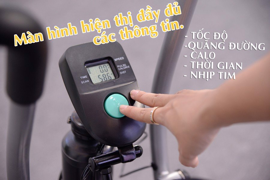 Xe Đạp Tập Thể Dục Air Bike MK98 Màu Xám Bạc cđ ôồng hồ đo nhịp tim