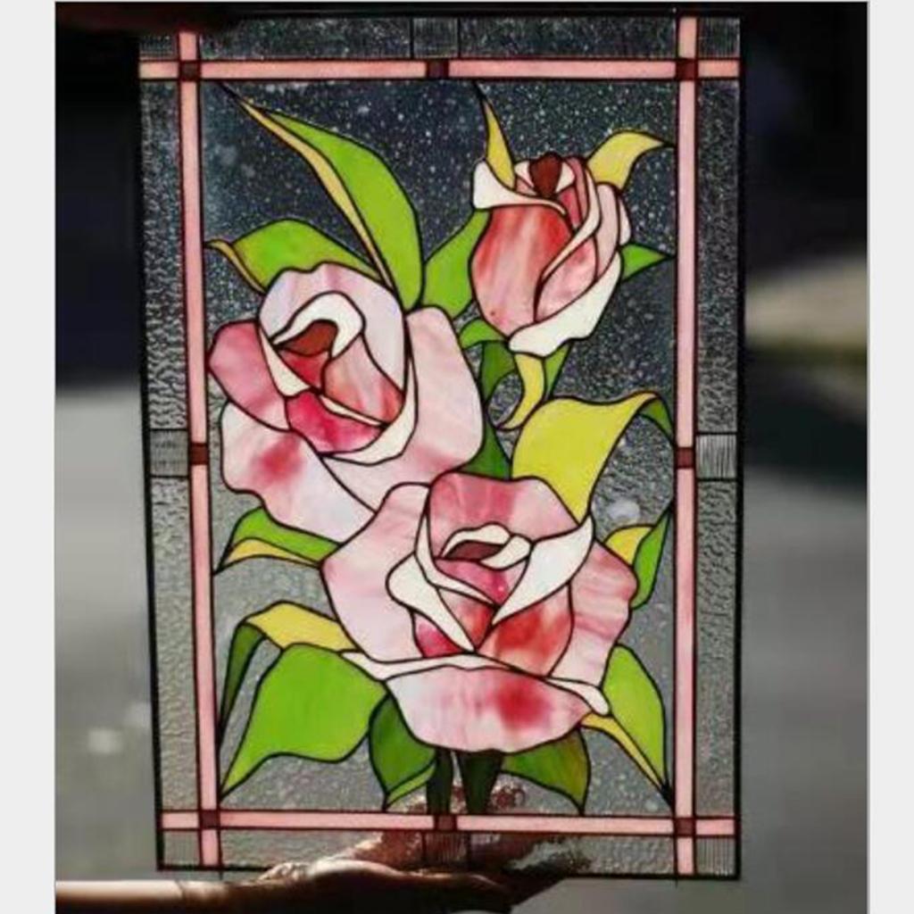 Stained Glass Rectangle Window Panel Suncatcher Wall Decor