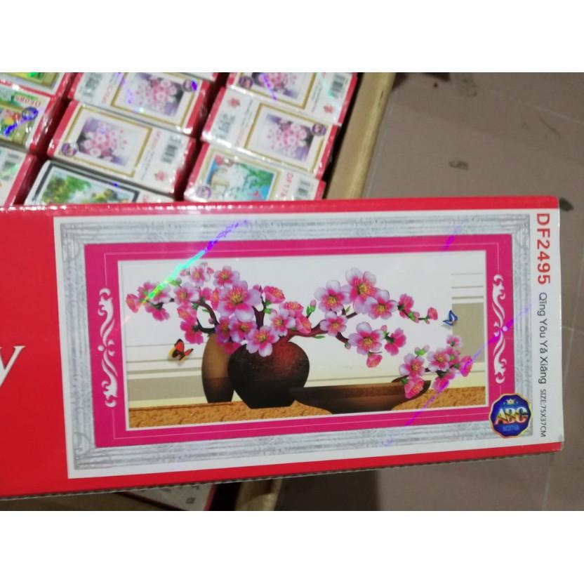 Tranh đính đá Hoa đào khoe sắc DF2495 – Tự đính