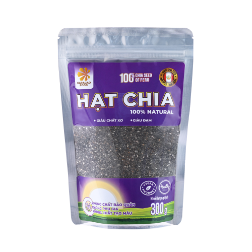 [GIÁ HỦY DIỆT -Date 30.11.2026] Hạt Chia Peru - Túi 300g, GIàu Omega, Giàu Chất Xơ, Giàu Đạm, hỗ trợ giảm cân - Caracao Food