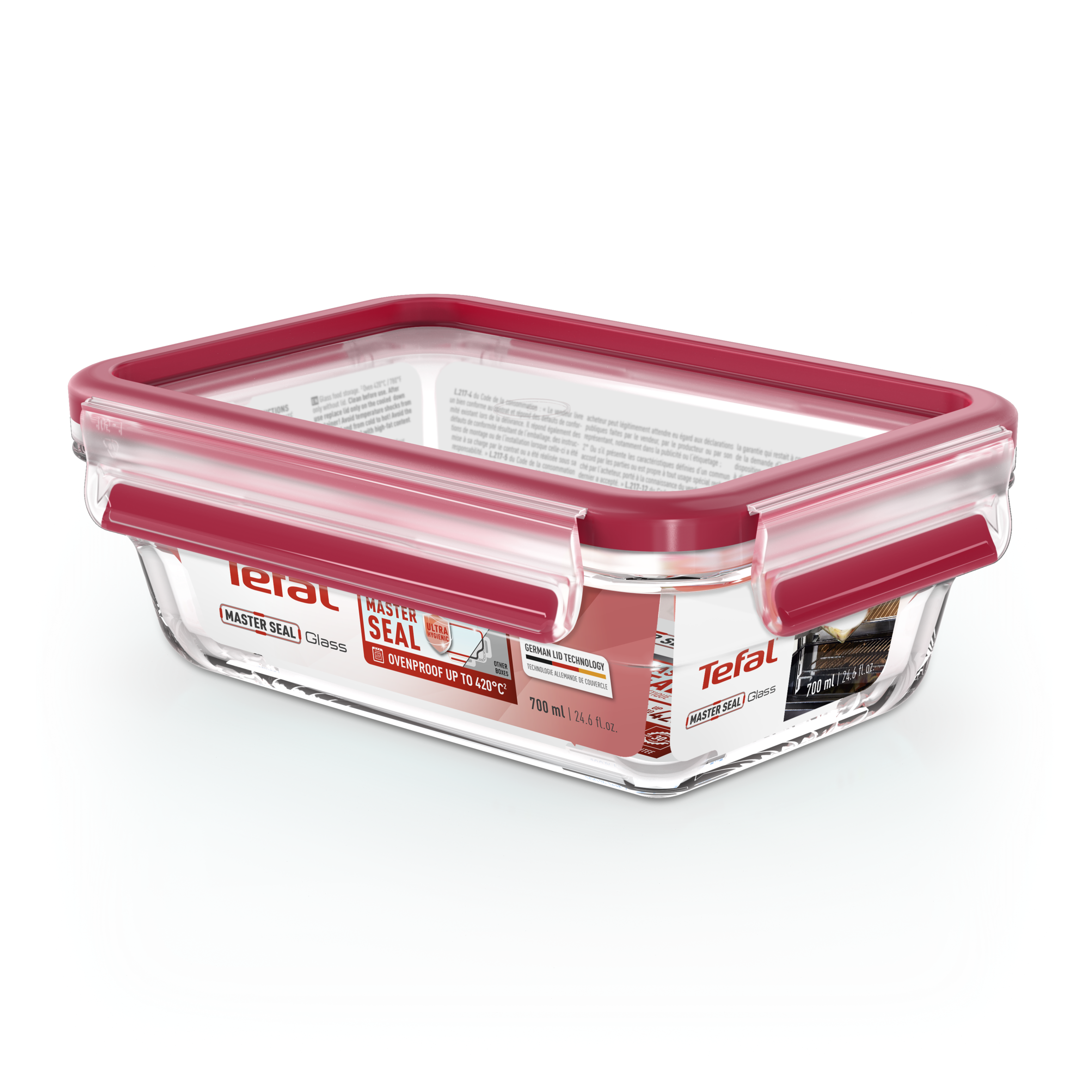 Bộ 4 hộp bảo quản thực phẩm thủy tinh Tefal Masterseal Glass - Hàng chính hãng