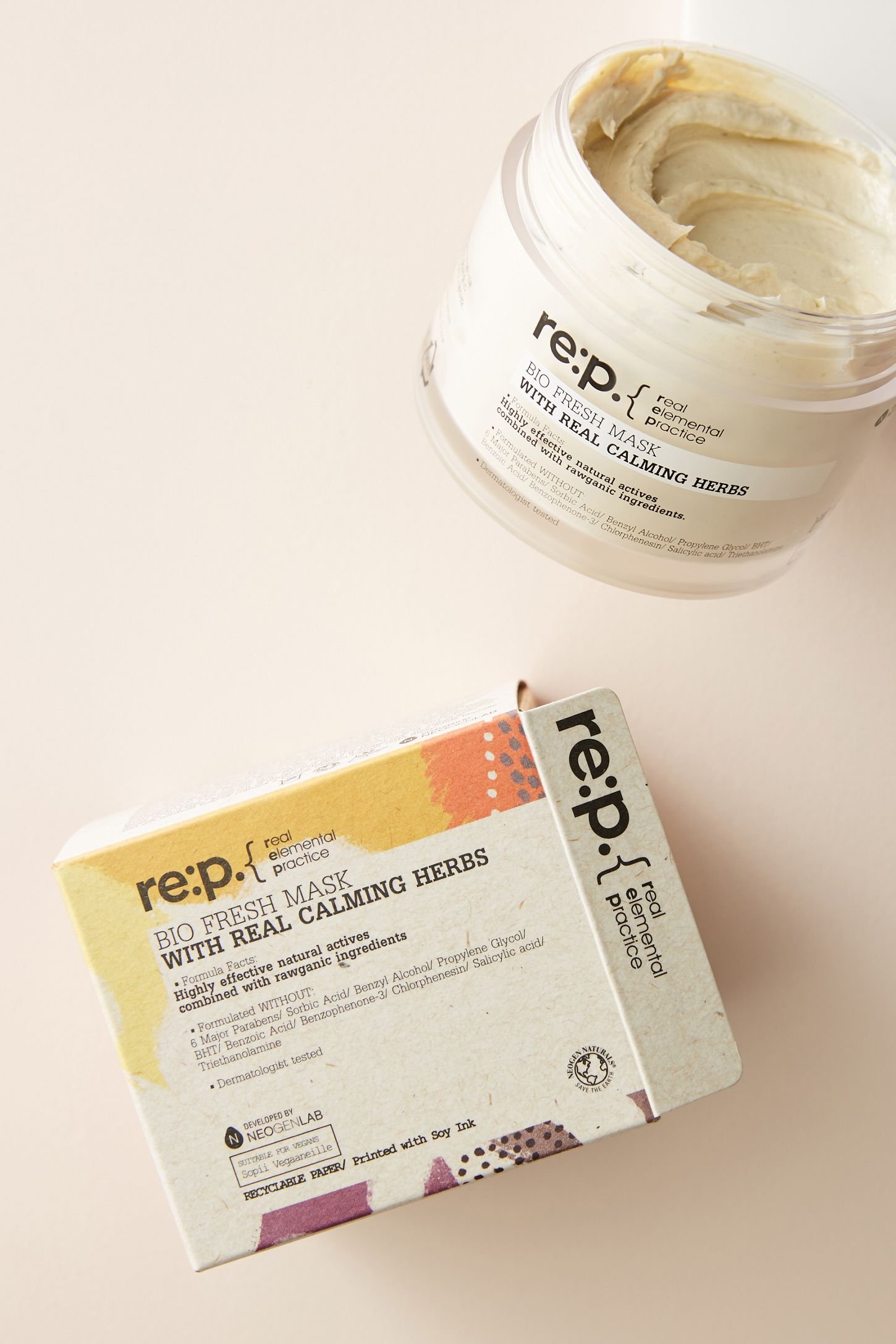 Mặt Nạ Đất Sét Giảm Sưng Viêm Dành Cho Da Dầu Mụn RE:P Bio Fresh Mask With Real Calming Herbs 130g + Tặng Kèm 1 Băng Đô Tai Mèo
