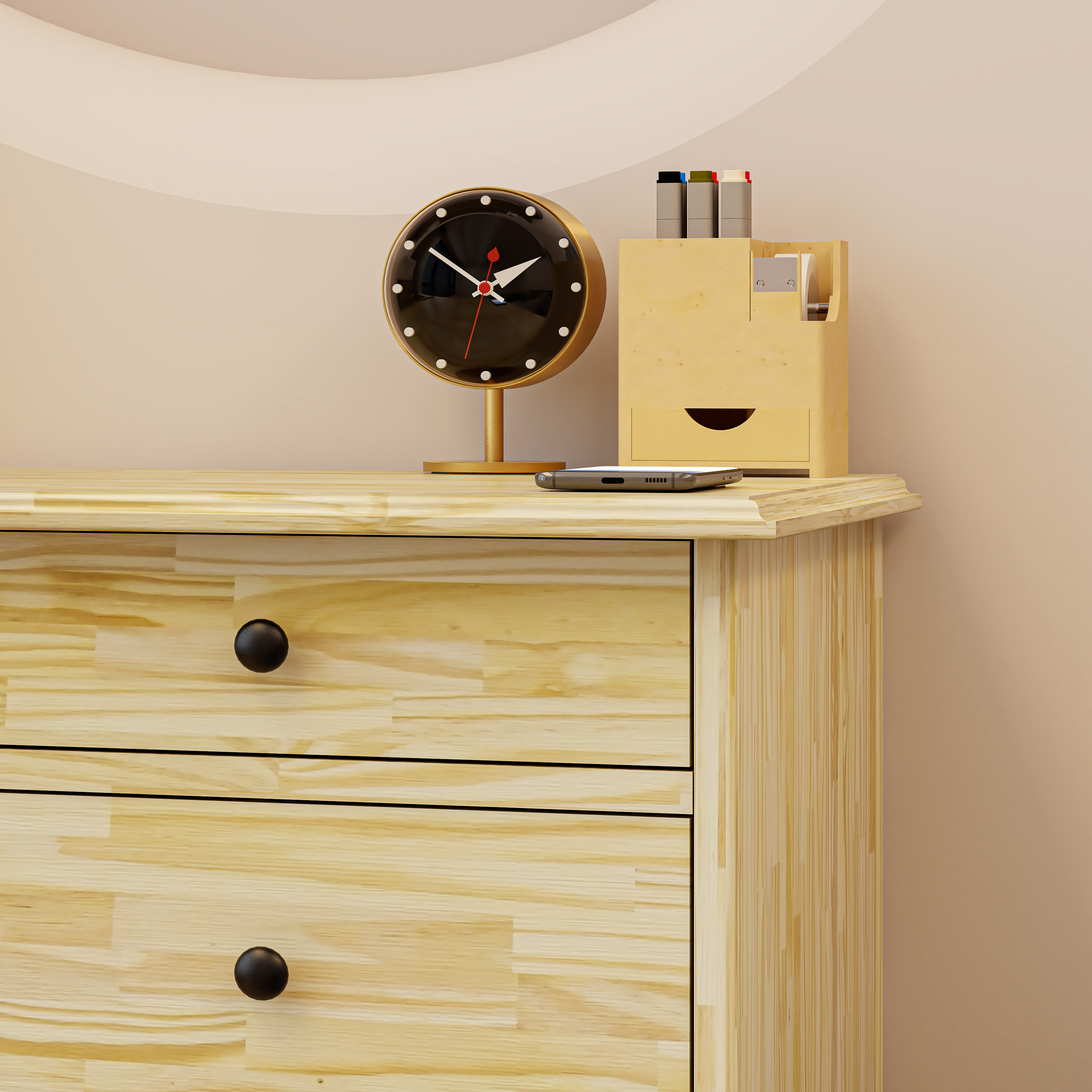 HAPPY FURNITURE , Gỗ tự nhiên , Bàn trang điểm 4 ngăn kéo - FARAH , BAN_098 , 110x45x75cm