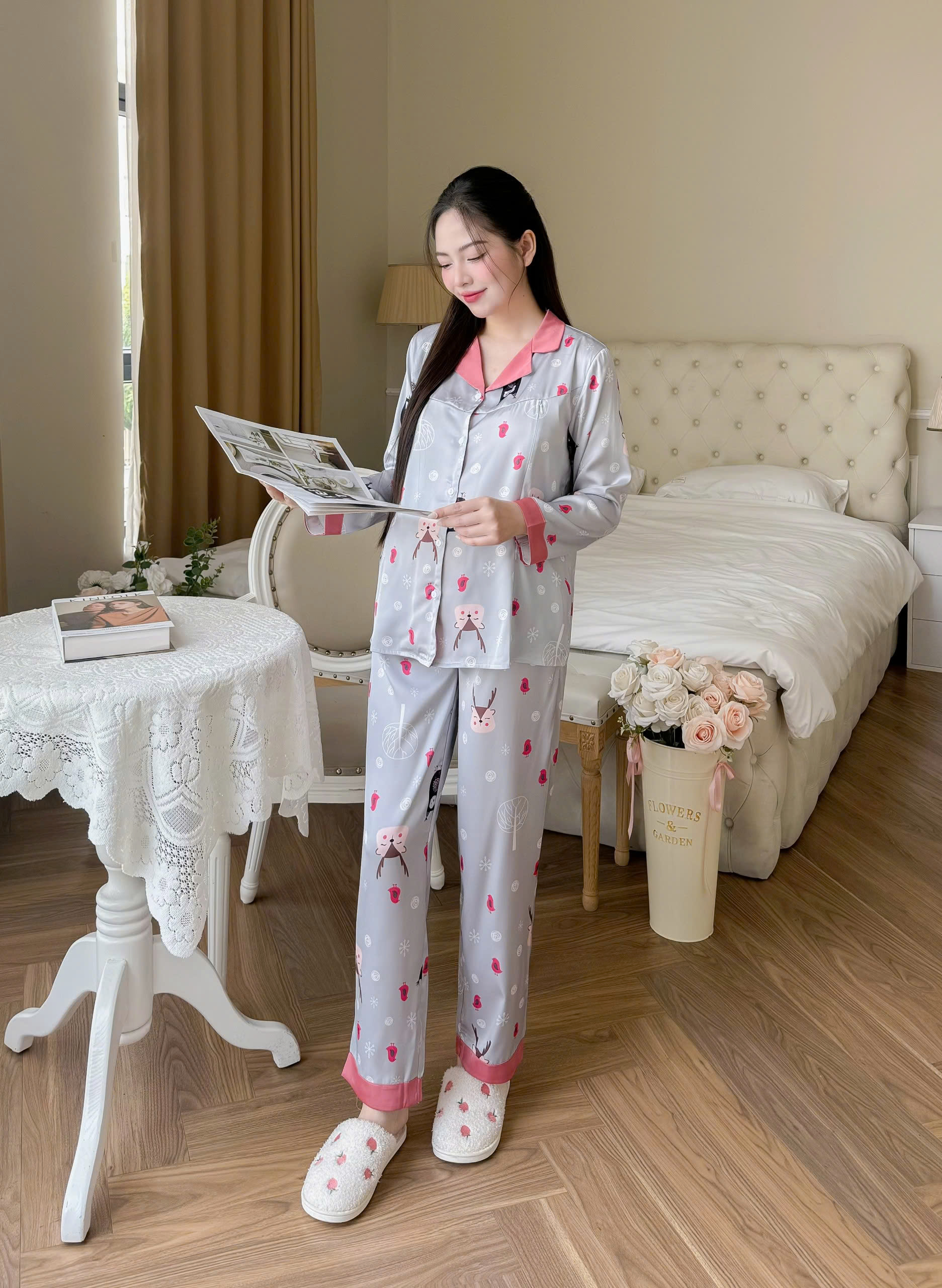 Bộ Đồ Bầu Và Sau Sinh Cao Cấp Chất Liệu Lụa Băng Mềm Mát B251