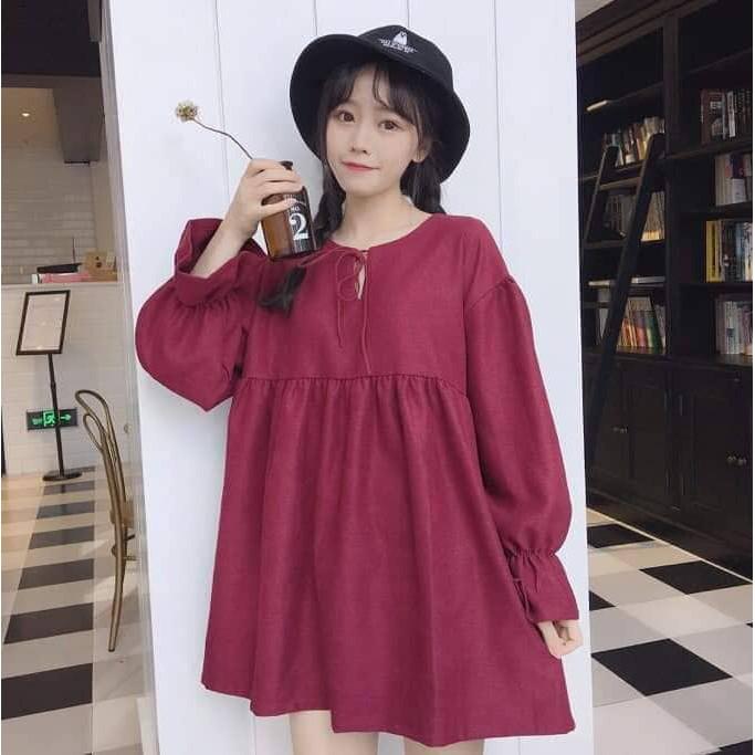 Đầm babydoll nhún bèo dễ thương