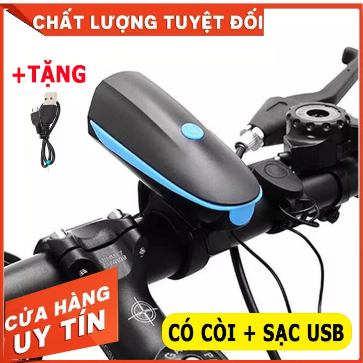 Hình ảnh Đèn xe đạp thể thao siêu sáng có còi pin sạc usb led T6 chống nước - Đèn còi xe đạp có 3 chế độ sáng còi to