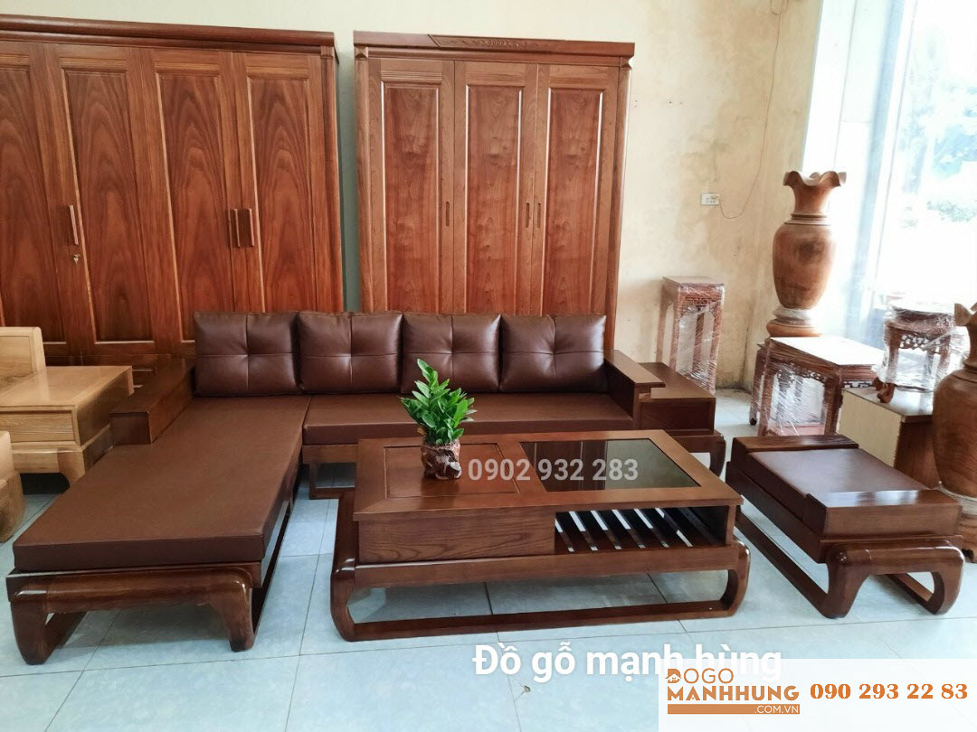 Bộ bàn ghế sofa gỗ góc chân đùi gà S13.5