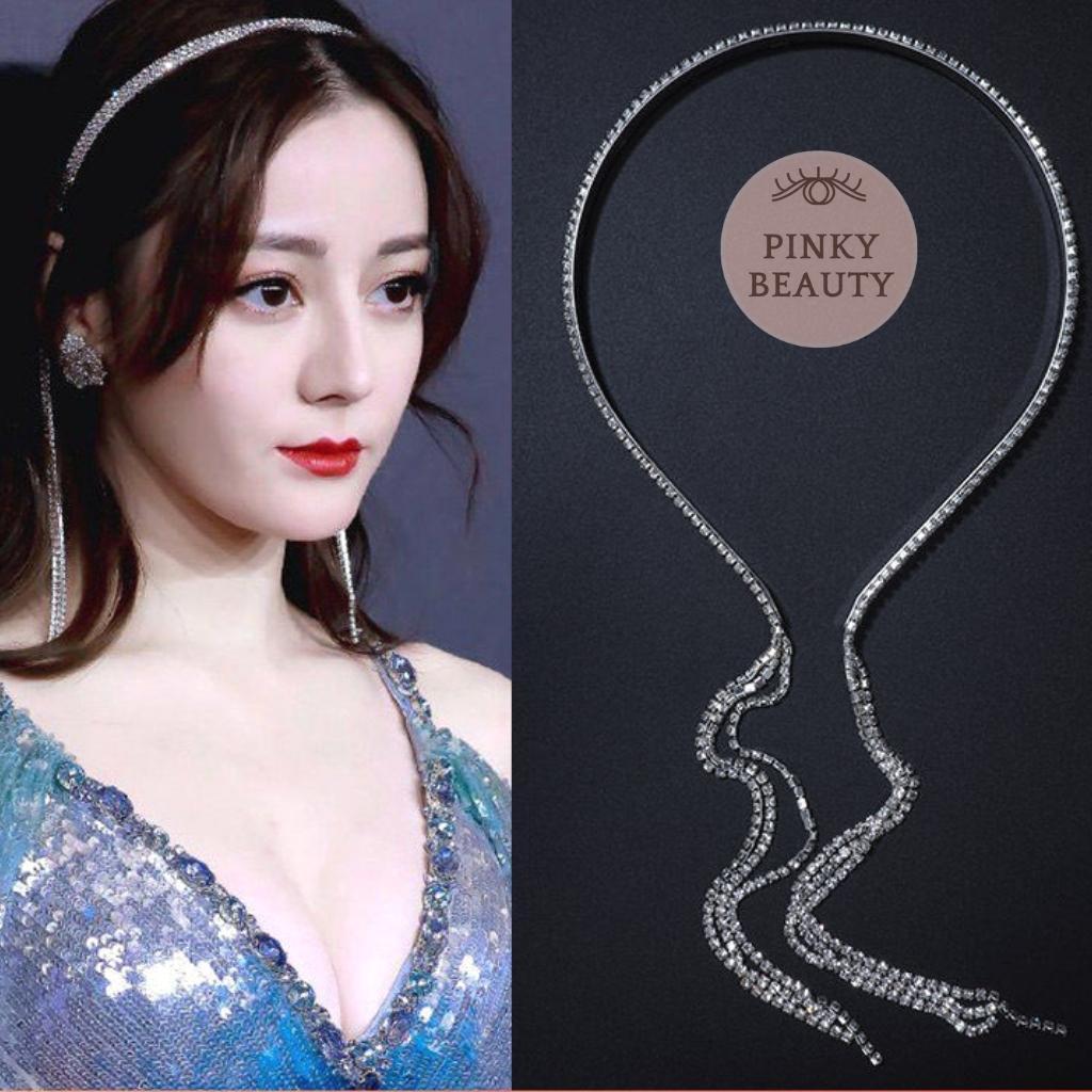 Băng Đô Đính Đá Phối Tua Rua Bờm Cài Tóc Phong Cách Hàn Quốc Thời Trang Pinky Beauty Xinh Xắn Cá Tính Sang Trọng