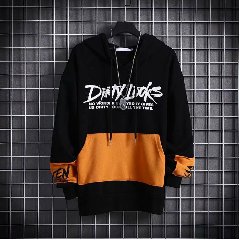 Áo hoodie tay dài phối màu in chữ trẻ trung cho nữ