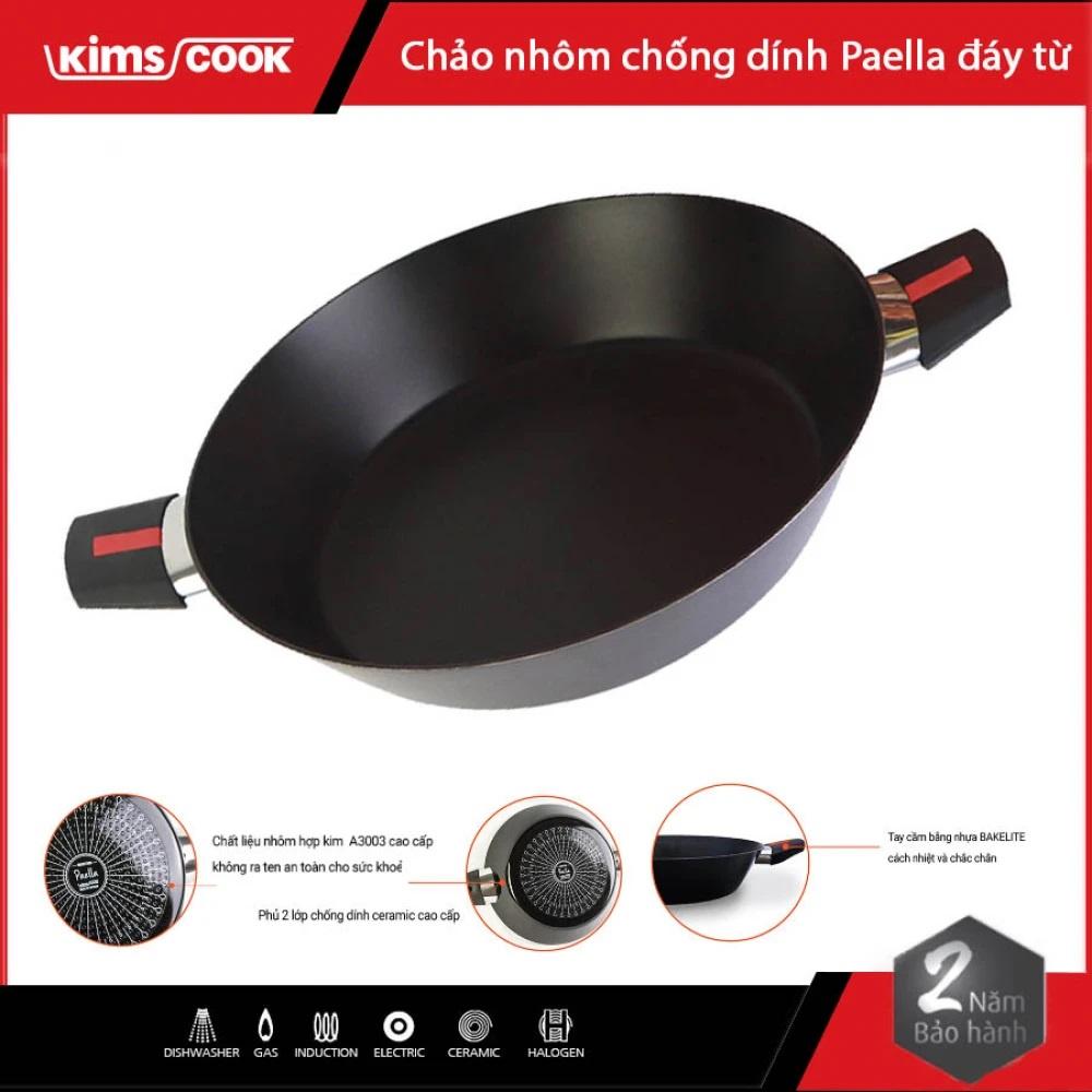 Chảo Paella đáy từ hợp kim nhôm chống dính KIMS COOK 30cm