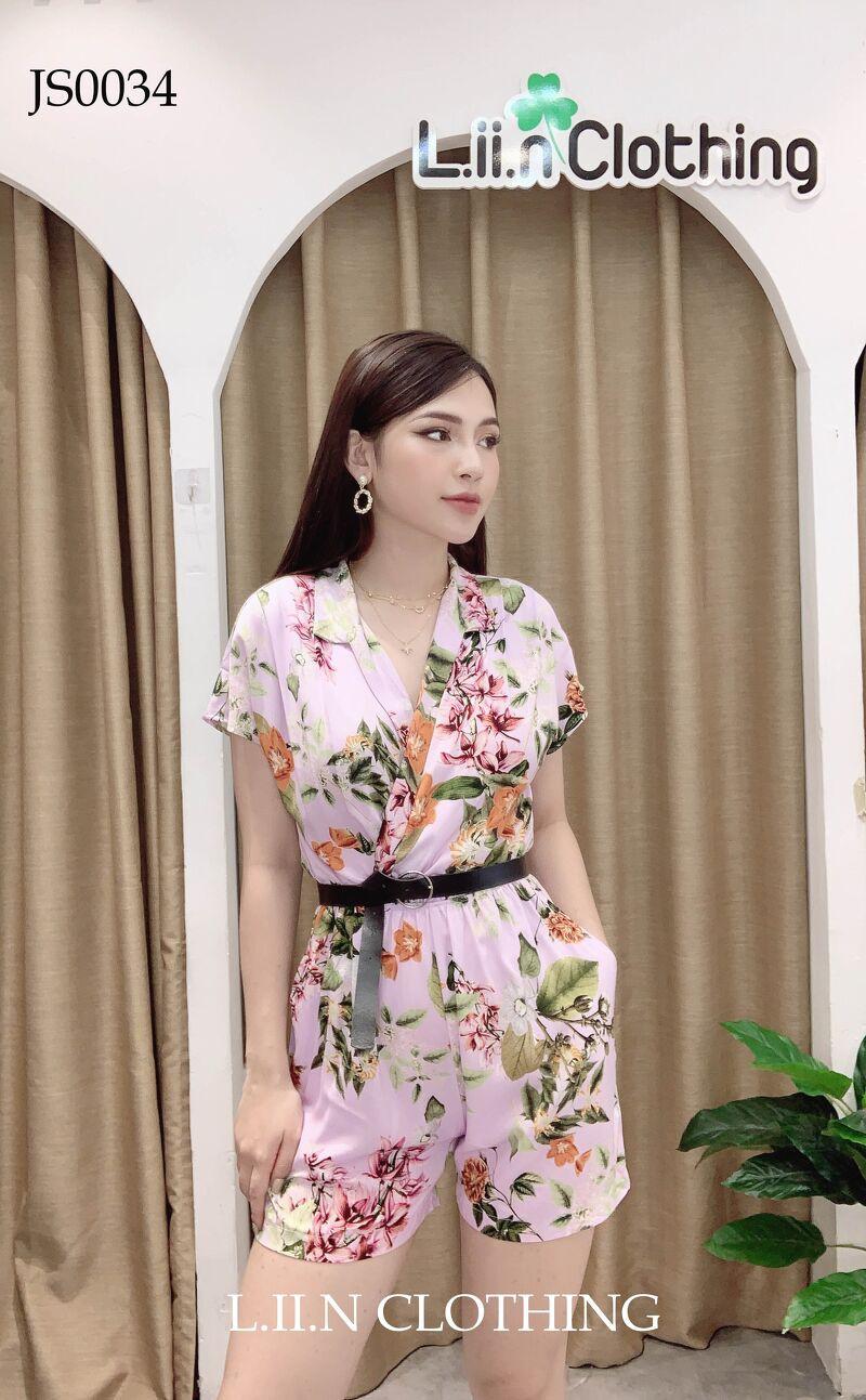 Jumpsuit nữ hóa tiết Tím Hoa Lá, Jumpsuit LIIN Clothing cao cấp JS0034