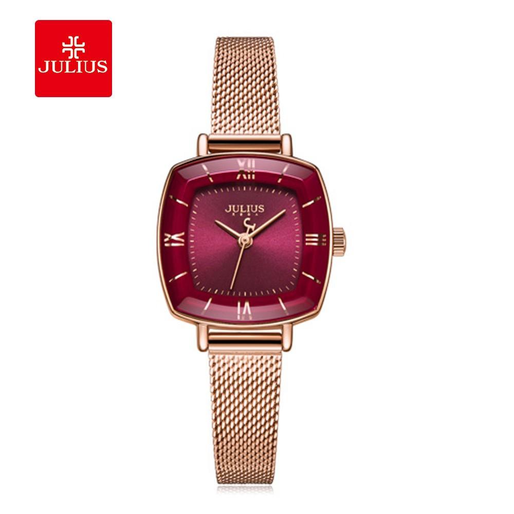 Đồng hồ nữ Julius JA-1270 dây thép mặt vuông xinh xắn