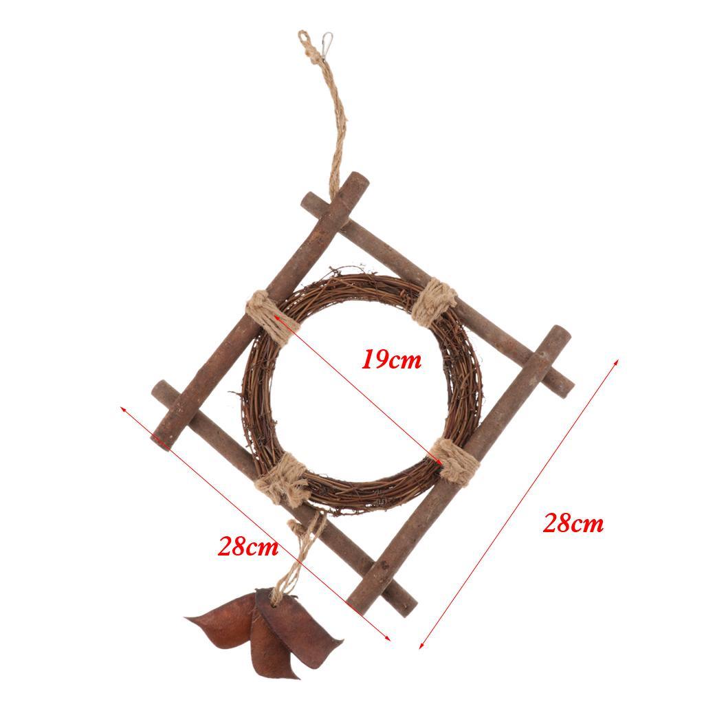Pet Parrot Wood Rotation Stand Perches Toy Hanging Swing Toys For Bird Cage