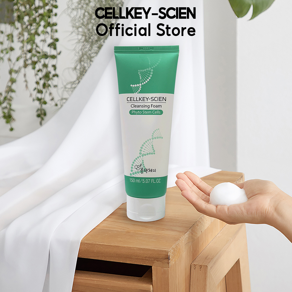Combo 2 Kem Rửa Mặt Tế Bào Gốc Trà Xanh Kiềm Dầu Làm Sạch Sâu Dưỡng Ẩm Da Dầu Mụn Nhạy Cảm Cellkey-Scien Cleansing Foam Phyto Stem Cells 300ml