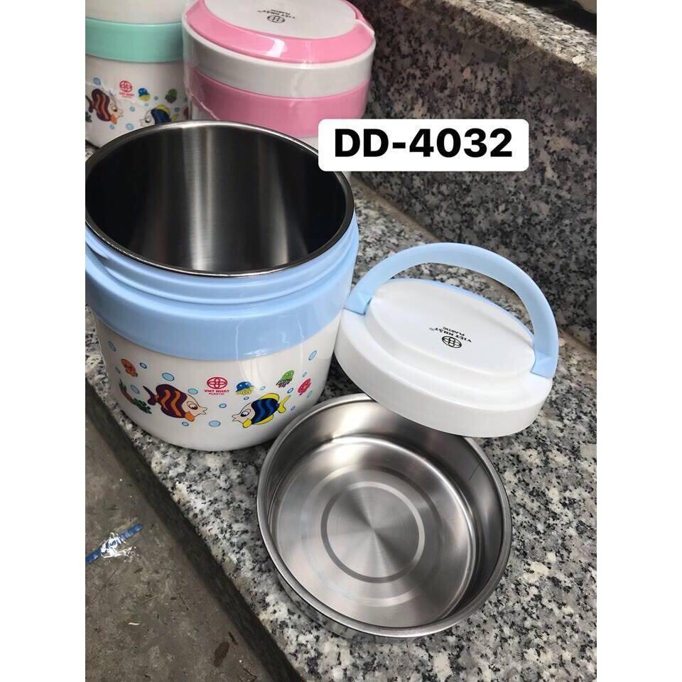 Hộp cơm giữ nhiệt 2 ngăn ruột inox nhựa No 4032| Cặp lồng giữ nhiệt 2 tầng