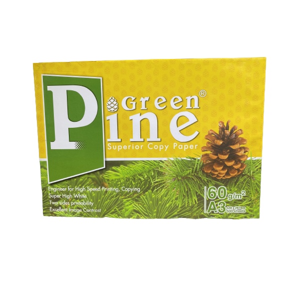 Giấy in, giấy photo Green Pine A3 ĐL 60gsm - 65gsm - 70gsm ( 500 tờ/1 ram) - Giấy In Văn Phòng