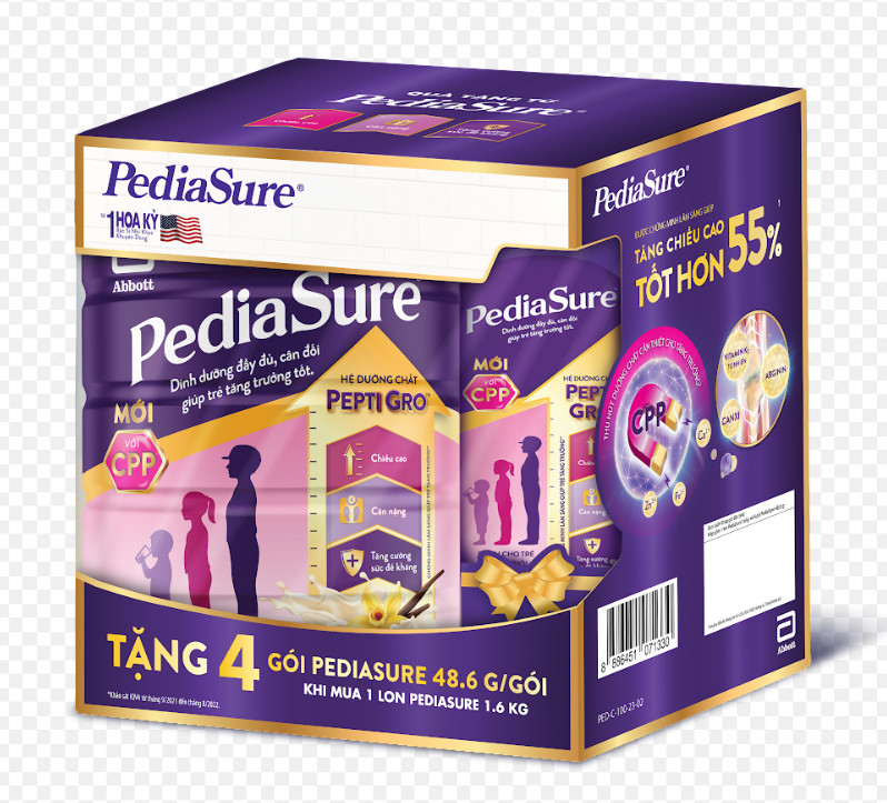 1 lon Pediasure 1.6Kg - Tặng 4 sachet