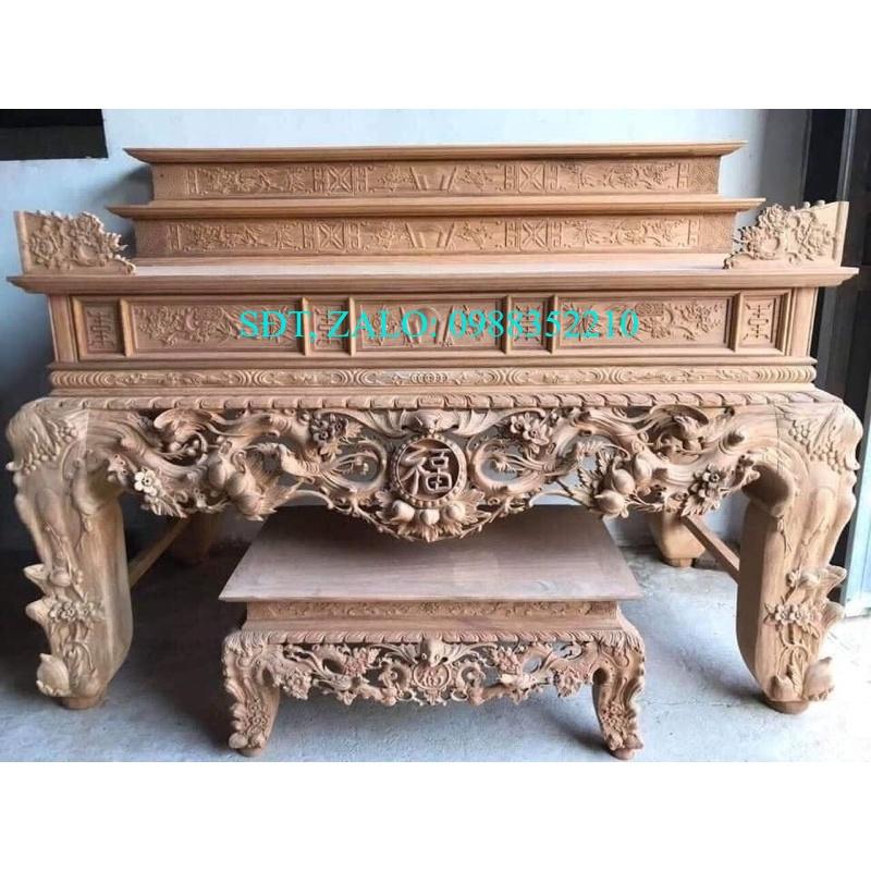 sập thờ gỗ gụ lào chân 16cm
