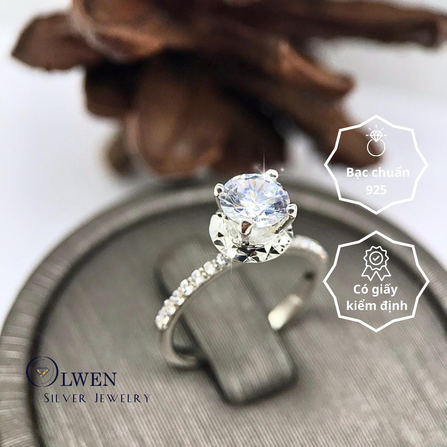 Nhẫn Cầu Hôn Đính Đá OlwenSilverJewelry cho Nữ - Women