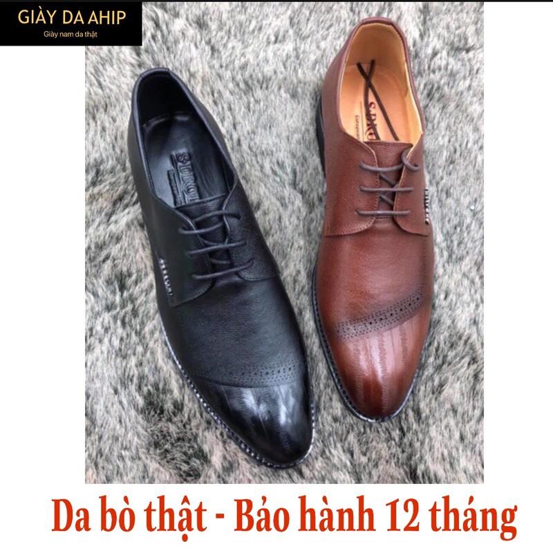 Giày Da Nam Da Bò Cao Cấp Đế Siêu Mềm Bẻ Được