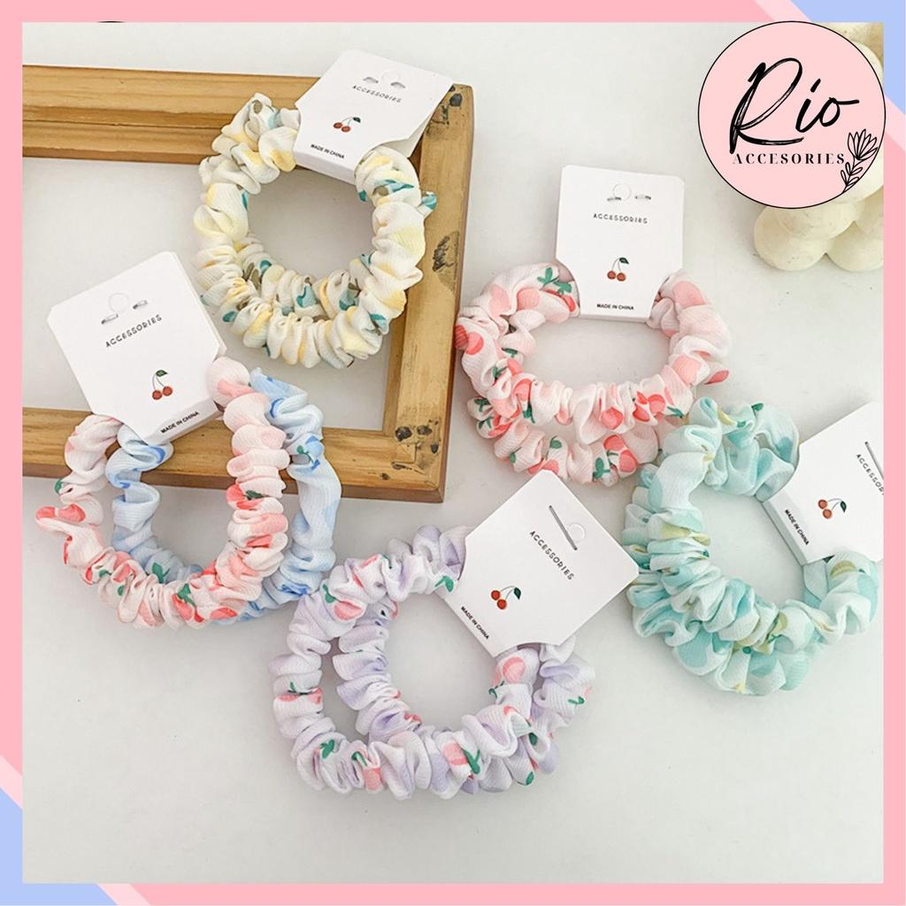 Dây cột tóc vải scrunchies nhỏ hình trái cây siêu dễ thương phiên bản Hàn Quốc DS1