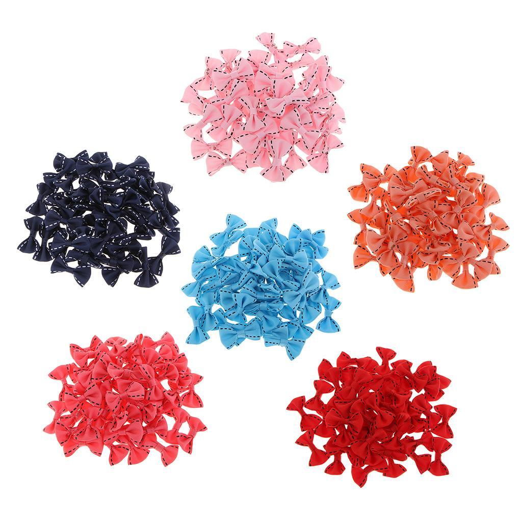 50 Pieces Satin Ribbon Bows Mini Embellishment Craft Artificial Applique Wedding Party