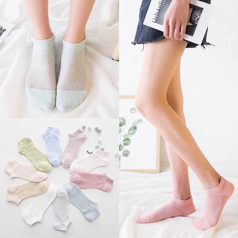 Set 5 đôi tất lưới thông hơi thoáng khí cho bạn gái năng động, vớ lưới thoáng mát mùa hè