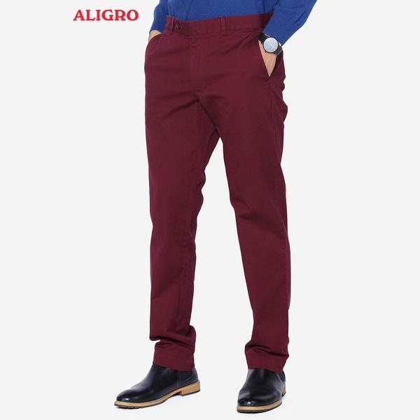 Quần kaki nam quần thô ALIGRO trơn màu đỏ đô co giãn tốt chất liệu kaki bền đẹp chuẩn dáng form slimfit tôn dáng ALGK015