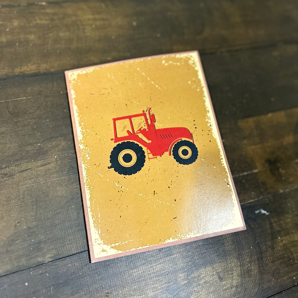H36- Thiệp 3D Xe Máy Cày Đỏ – Red Tractor Pop Up Card Viethands Giftshop