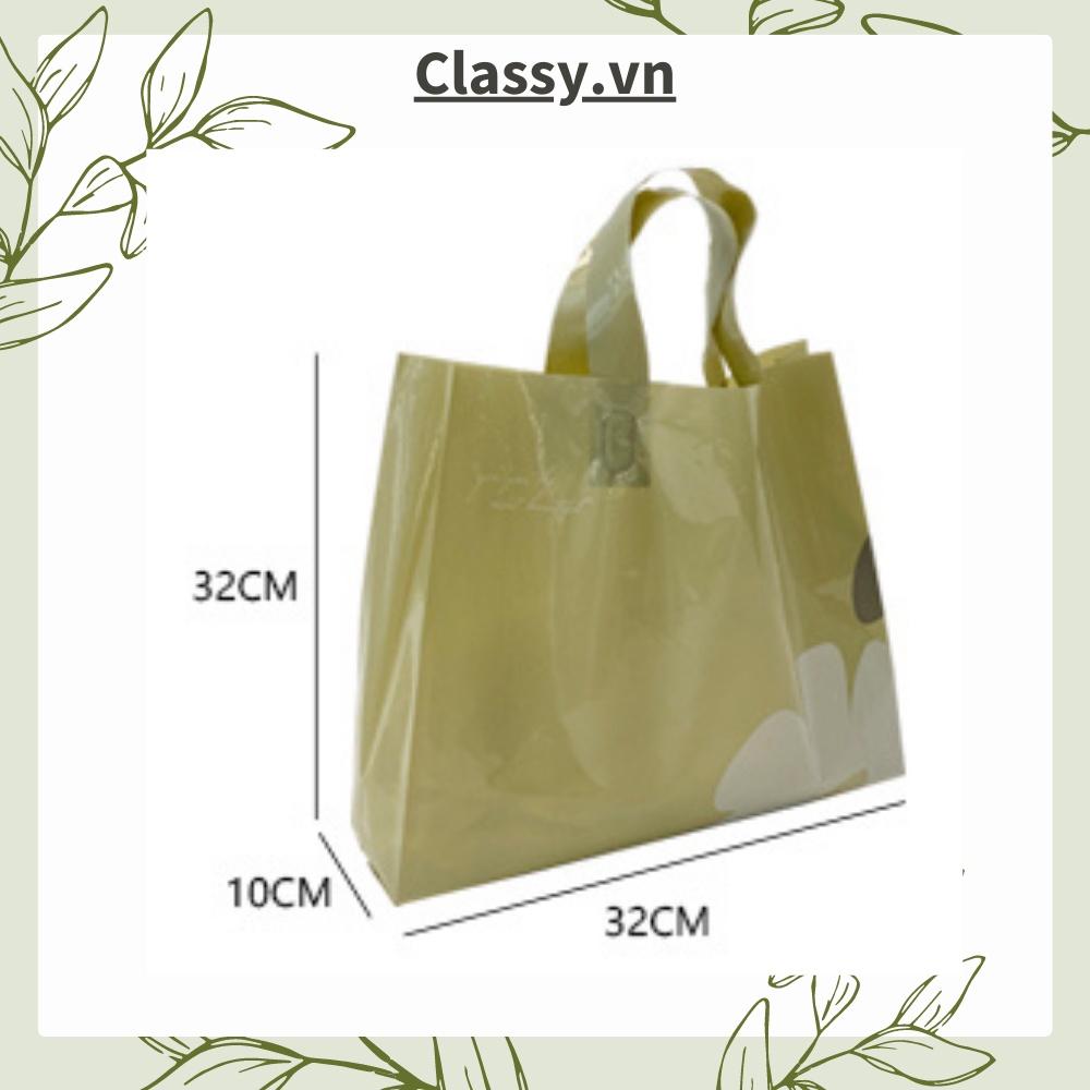 Classy Túi quai xách nhựa hoa trà chất lượng, đi shopping, làm quà tặng T1482