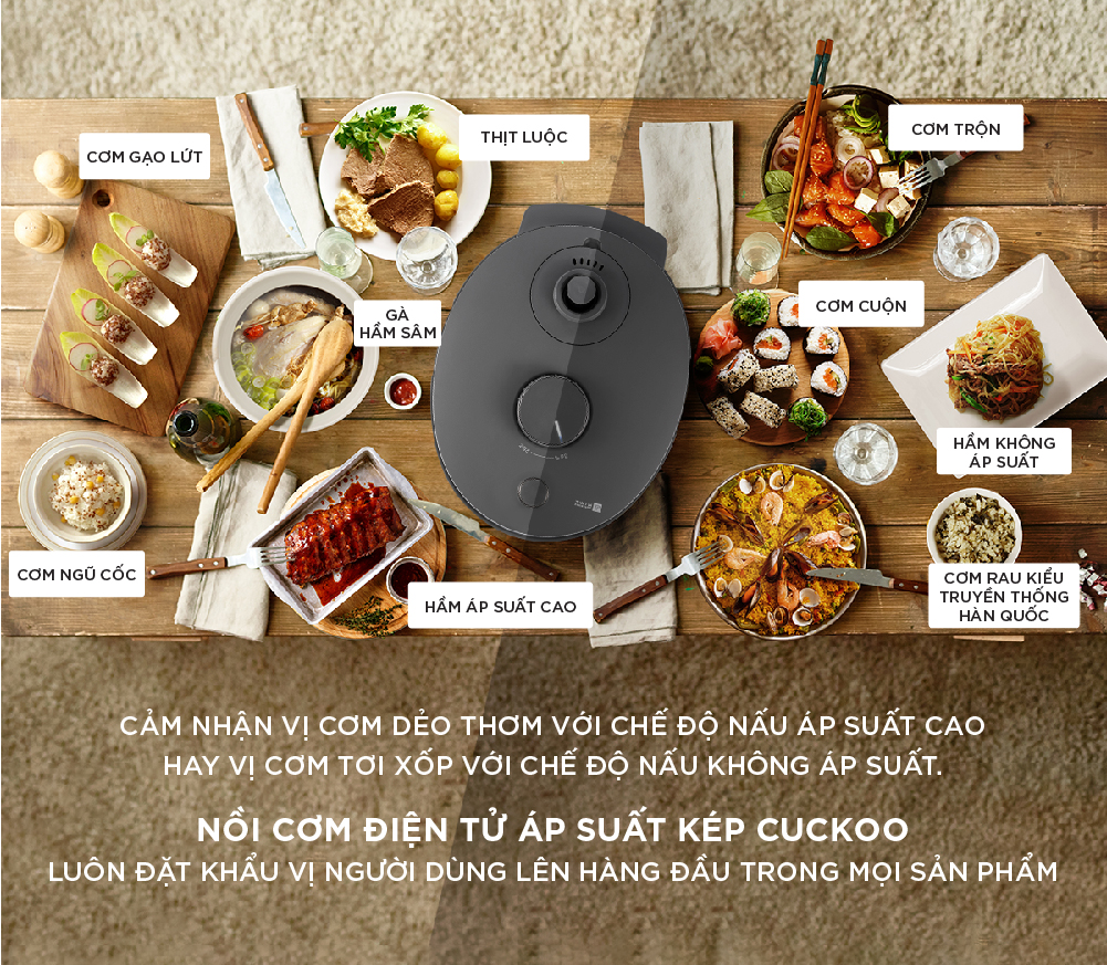 Nồi cơm điện tử áp suất kép Cuckoo CRP-ST1010FG - Hàng Chính Hãng
