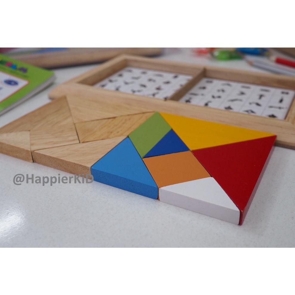 TANGRAM ĐÔI 7 MIẾNG, PHÁT TRIỂN TƯ DUY LOGIC VÀ TƯỞNG TƯỢNG CHO BÉ, CÓ KÈM SÁCH HƯƠNG DẪN