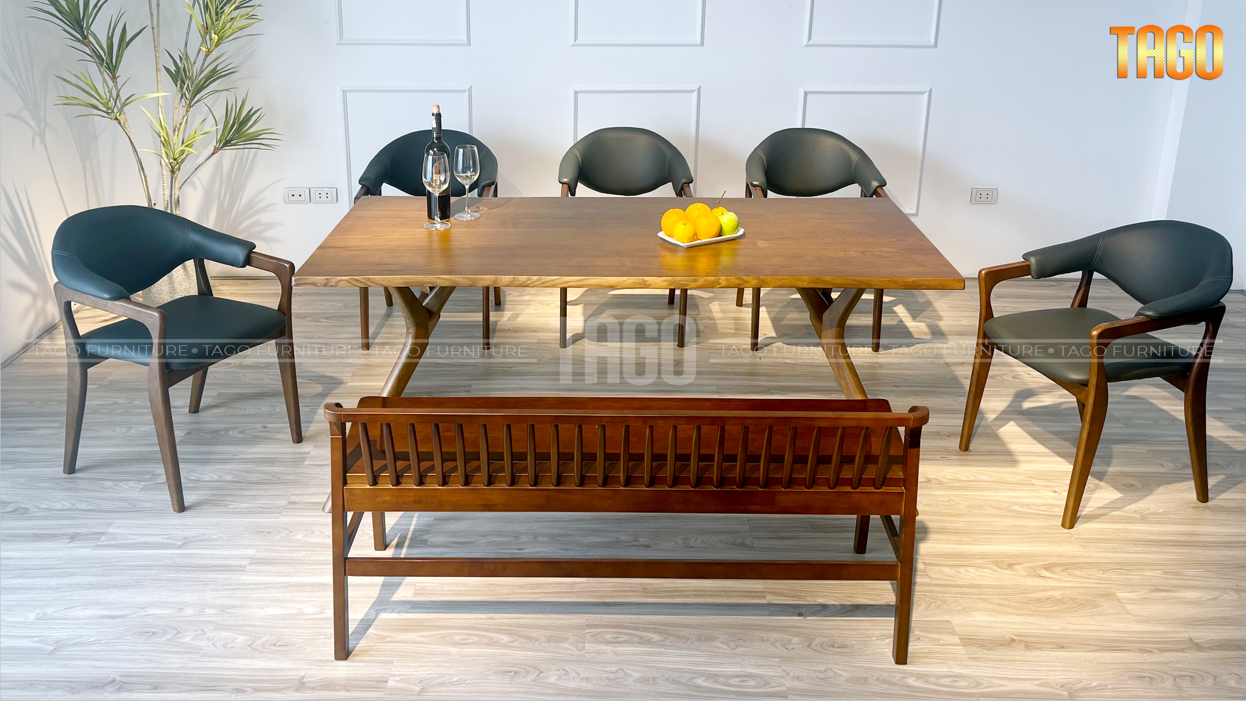 Bộ bàn ăn RUDY 5 ghế 1 bench