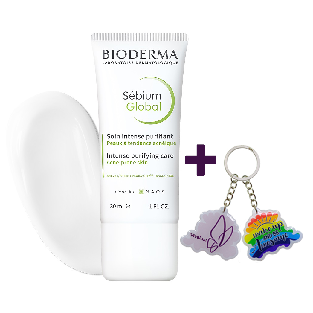 Kem Dưỡng Bioderma Sebium Global (30ml) Giảm Mụn + Tặng Móc Khóa