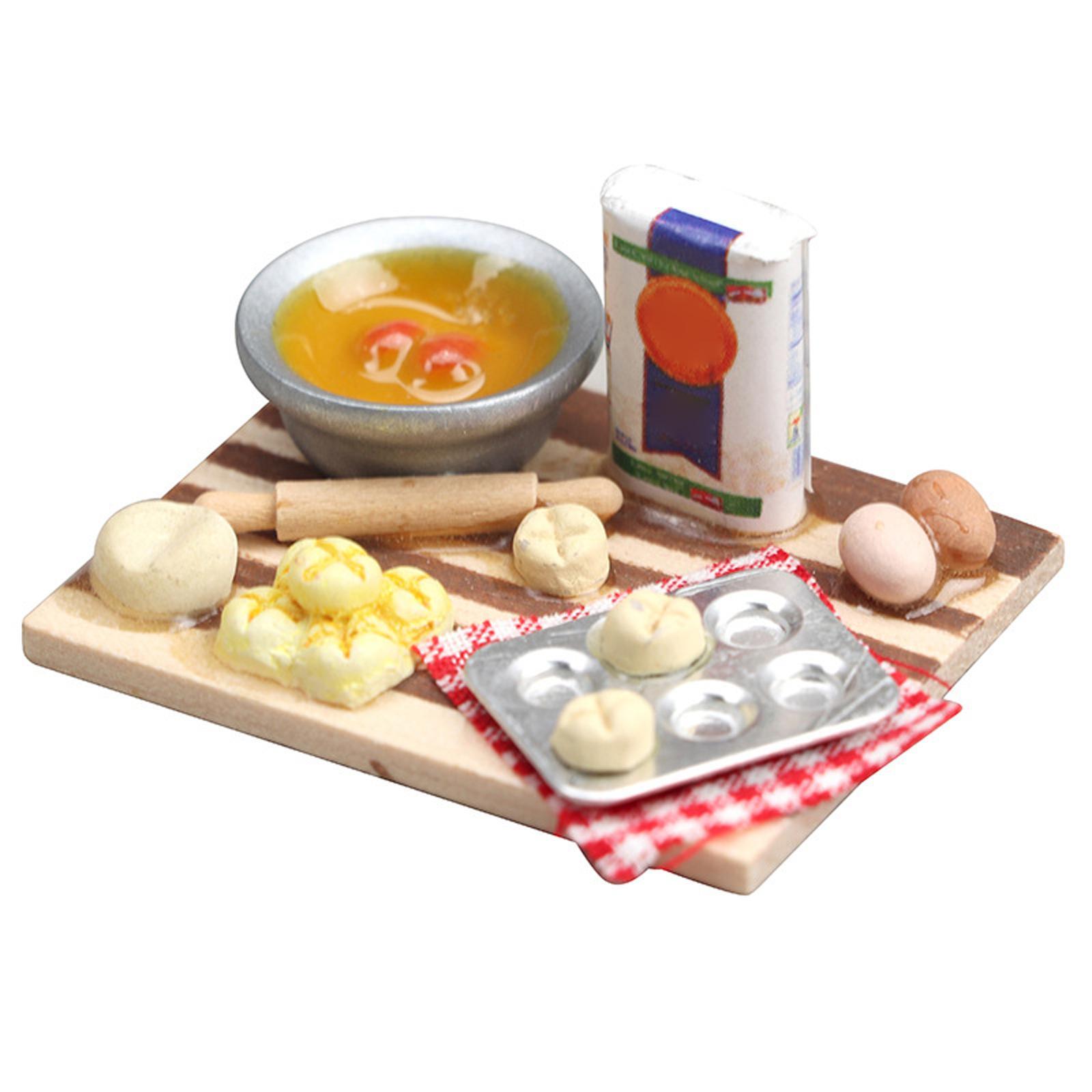 1:12 Dollhouse Food Baking Set Pastry Toy Simulation Food Milk Egg Bread Model Cookware Miniature Kitchen Decoration