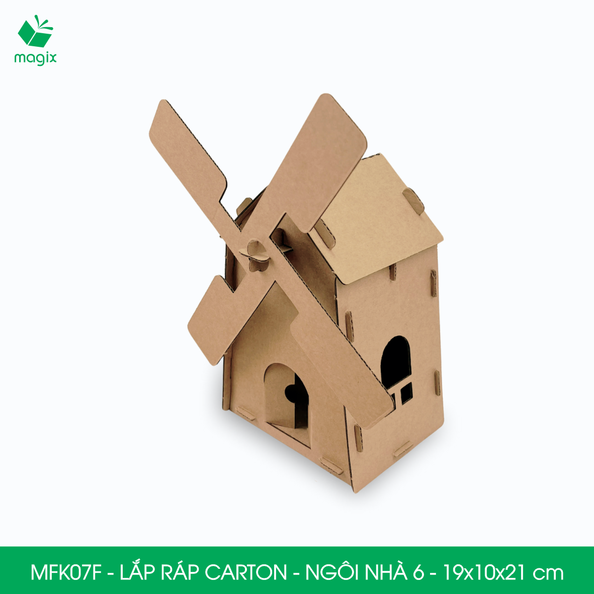 MFK07F - 19x10x21 cm - Mô hình ngôi nhà lắp ráp từ bìa carton cao cấp, nhà giấy carton mini sáng tạo