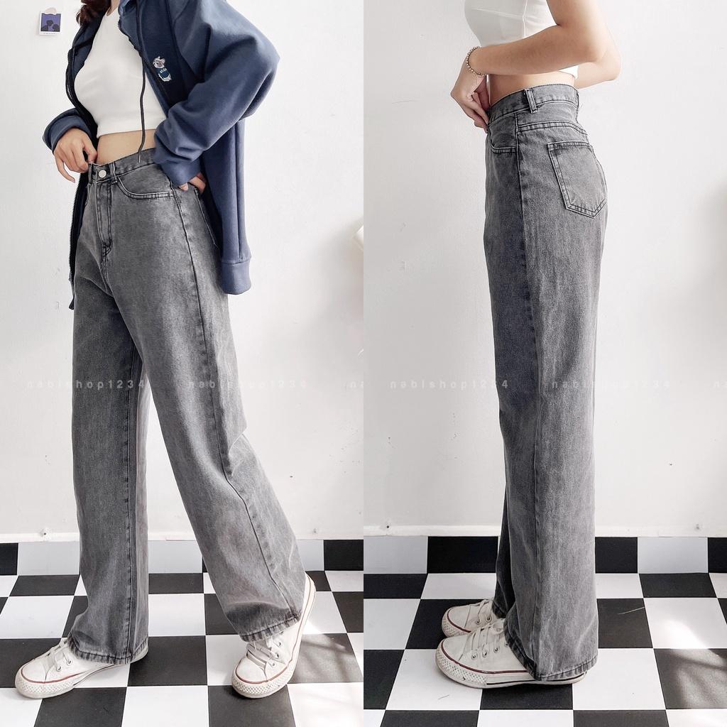 Quần Ống Rộng Suông Nữ Lưng Cao Vải Jeans Mã 3167 + 5043 Nabishop1234