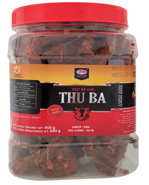 Thịt bò khô que, cây 500 gram Thu Ba Beef Jerky cay ngon đậm vị