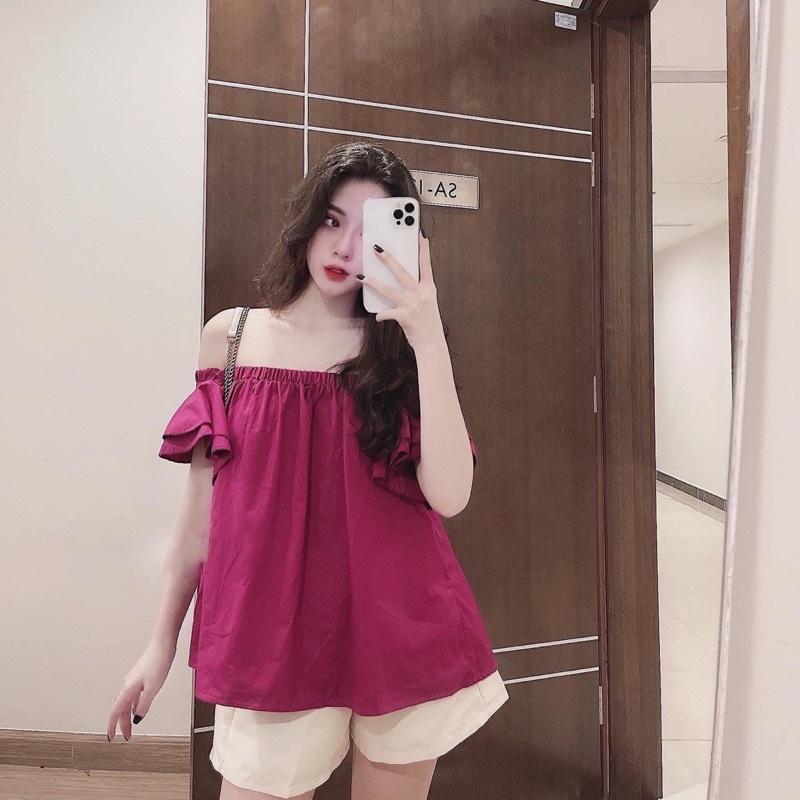 Bộ đũi tay bèo cổ vuông dáng jumtsuit quần cộc áo rời set đi biển dạo phố (SE007
